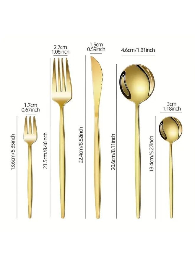 20 Piece Gold Mirror Polished Stainless Steel Tableware Set For Home Hotel Banquet - Image 3